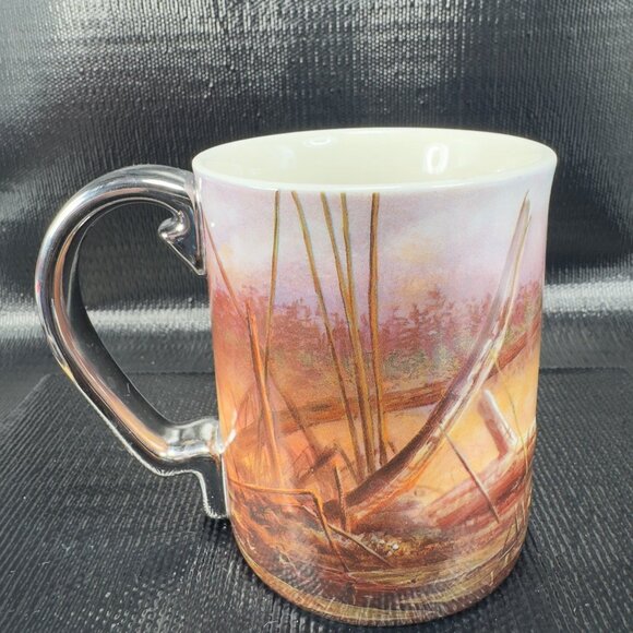 Rivers Edge Products 3D Ceramic Coffee Mug Cup 15 Oz Fishing Scene Silver Handle - Picture 14 of 15